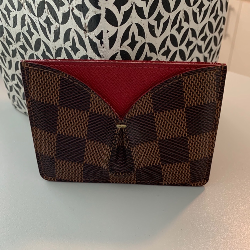 Louis Vuitton Damier Ebene Card Holder Cherry